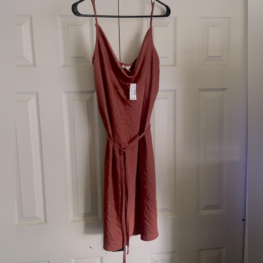 Maurices Rust Midi Dress with Waist Tie